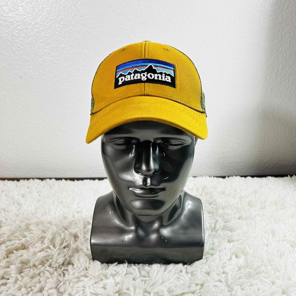 Patagonia Unisex Trucker Cap Adjustable Logo Embroidery Curved Brim Blue Yellow - Picture 2 of 7